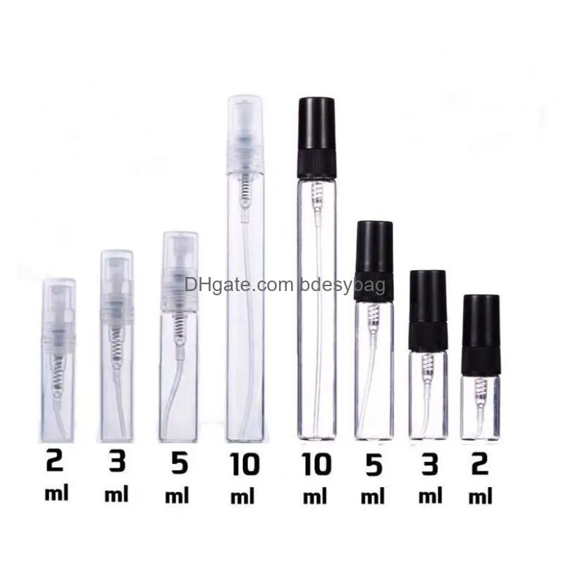 Packing Bottles Wholesale 2Ml L 5Ml 10Ml Glass Mist Spray Bottle Refillable Per Sample Vial Travel Cosmetic Container Drop Delivery Of Dhxoe