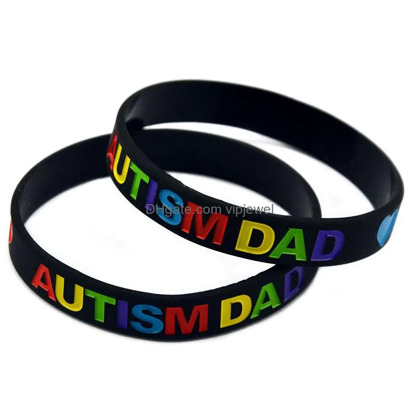 1pc love autism dad and mom silicone rubber wristband a way to show your support for them