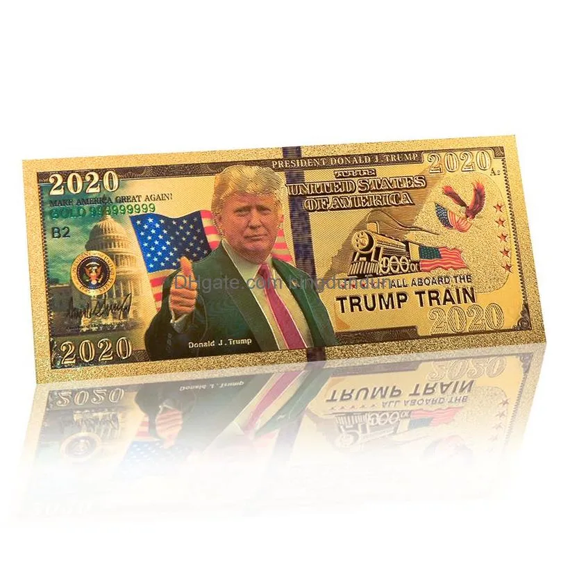 trump 2024 banknote 45th president of american gold foil us dollar  set fake money commemorative coins