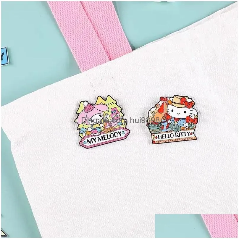 girl kuromi cats melody camp enamel pins cute anime movies games hard enamel pins collect cartoon brooch backpack hat bag collar lapel