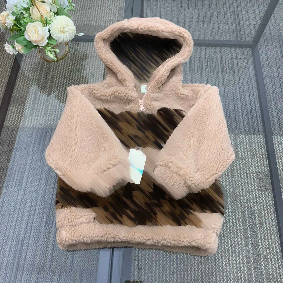 Warm Lamb Wool Coat for kids fashion Child Hooded jacket Size 110-160 CM Letter Doll Bear Print Baby Autumn Outwear Sep20