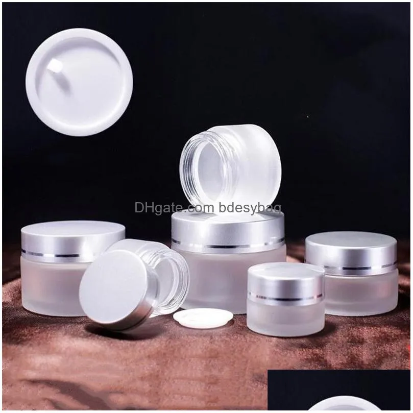 Packing Bottles Wholesale 5G 10G 15G 20G 30G 50G Frosted Glass Cosmetic Jar Empty Face Cream Storage Container Refillable Sample Bottl Dhzg4