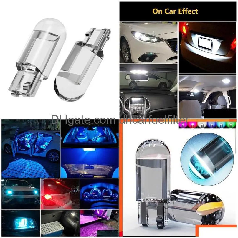 upgrade 10x upgrade w5w led canbus t10 car lights cob glass interior parts bulbs 6000k white auto license plate lamp dome read light