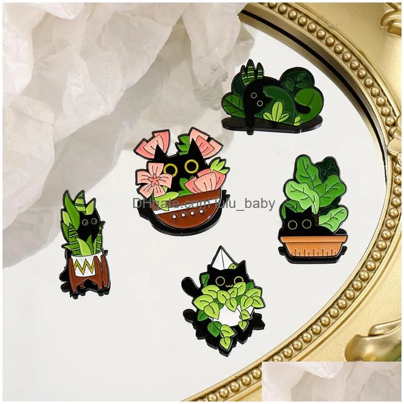 potted plants enamel brooch pins aesthetic cute lapel badges cool pins for backpacks hat bag collar diy fashion jewelry accessories