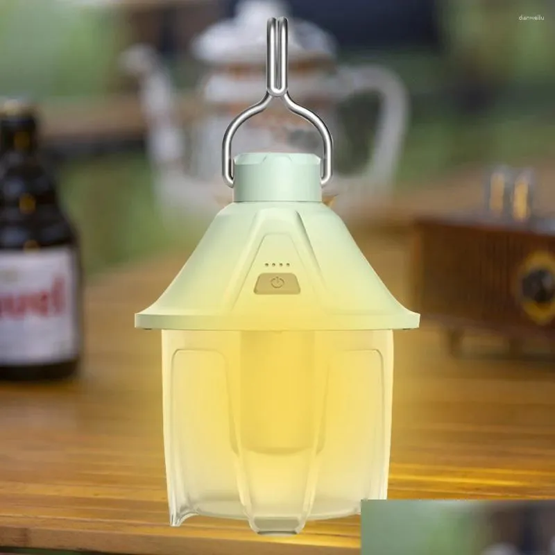 Portable Lanterns LED Lawn Lamp Power Display Hanging Camping Atmosphere High Capacity Battery Push Switch Type-C Charging For Outdoor