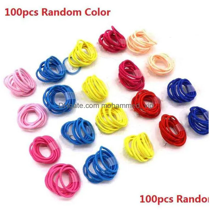 10pcs/lot kids hair accessories bowknot elastic hair bands colorful scrunchies fashion headbands girls ponytail holder aa220323
