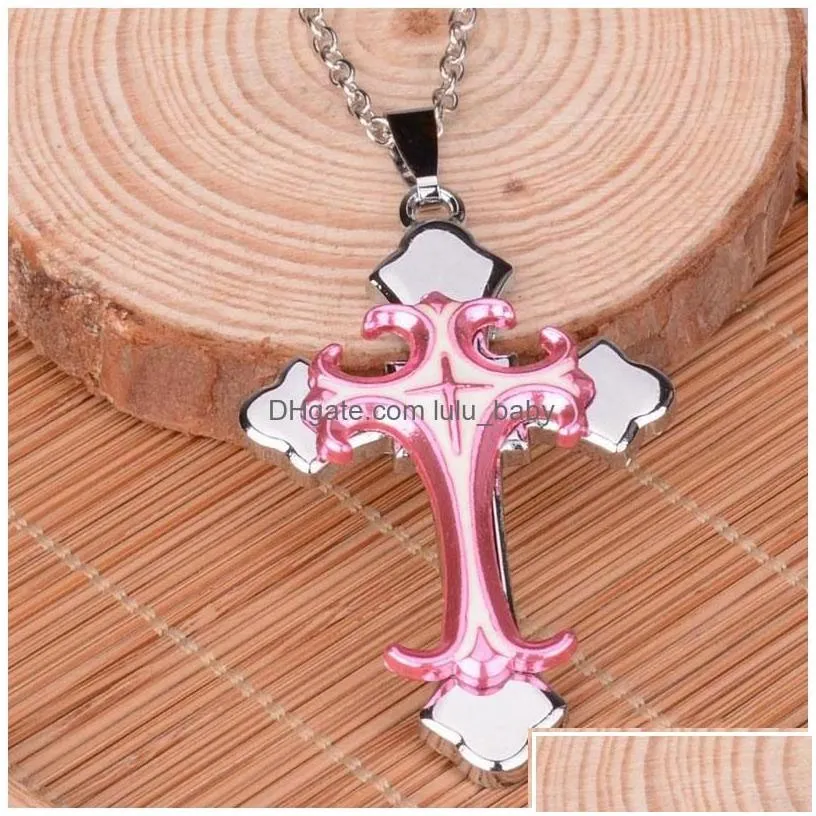 Pendant Necklaces Wholesale Fashion Ornament Christian Drip Oil Cross Necklace Couple Jesus Jewelry Gift Drop Delivery Pendants Dhtfx