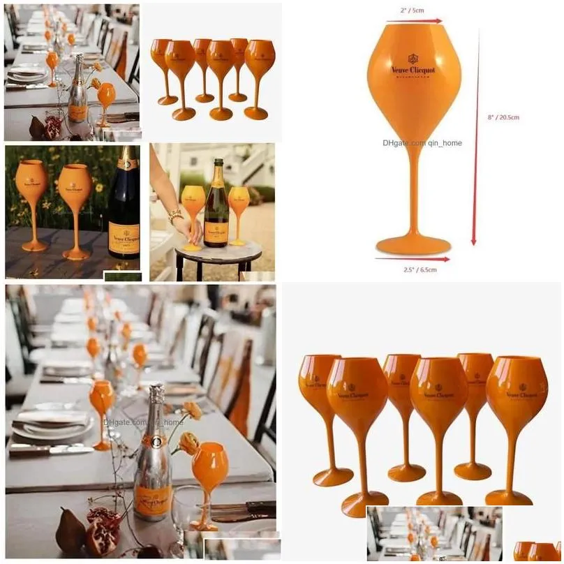 Wine Glasses 6X Veuve Clicquot Champagne Glazen Orange Cocktail Glass Acrylic Cups Drop Delivery Home Garden Kitchen Dining Bar Drink