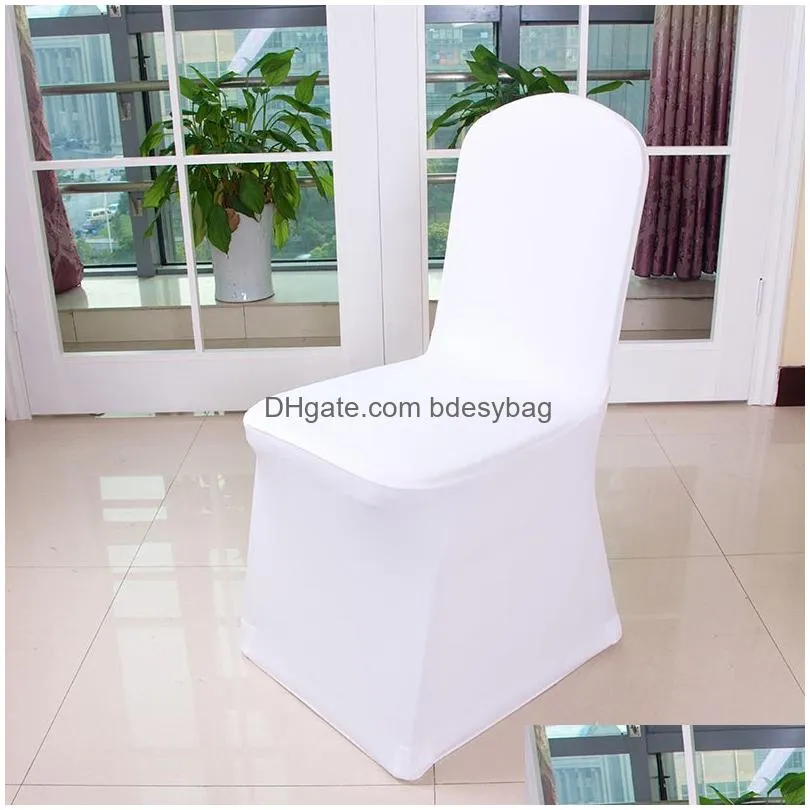 Chair Covers White Ers Polyester Spandex Er Stretch Slipers For Wedding Party Dining Banquet Flat-Front Seat Drop Delivery Home Garden Dhphm