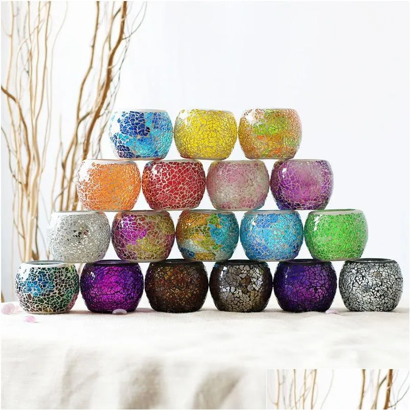 Color Glass Candle Holder Wedding Valentine`s Day Table Decoration Ornament Candlesticks Candle Cup