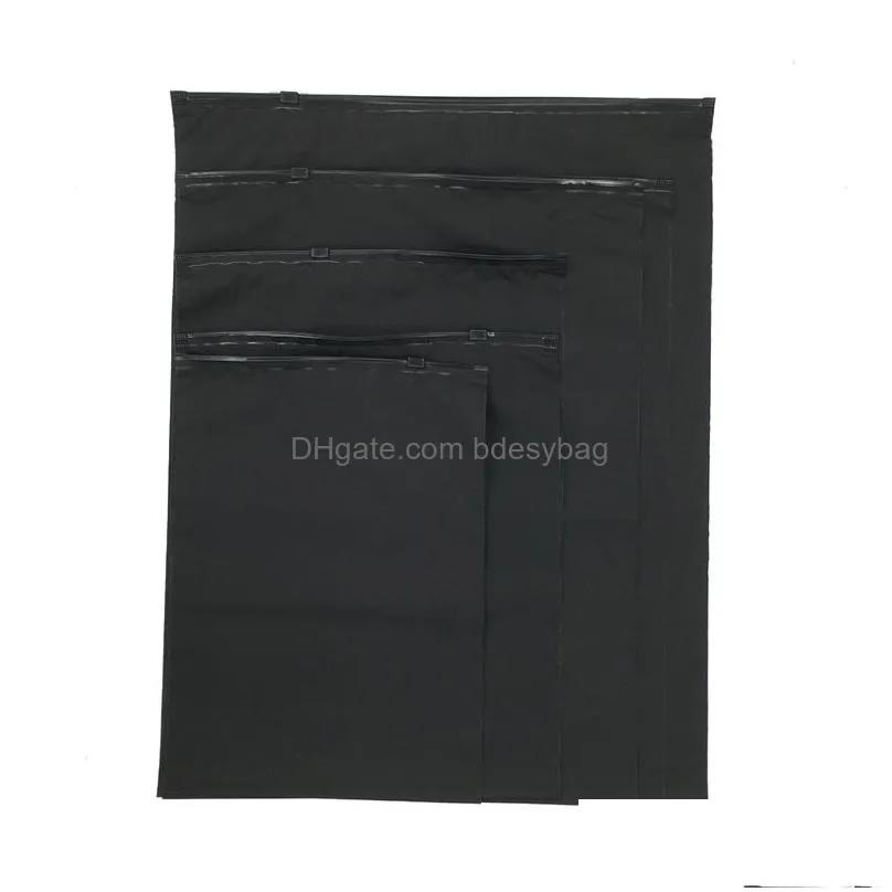 Packing Bags Wholesale Frosted Black Zipper Home Travel Clothing Underwear Panties Sock Packaging Storage Organizer Drop Delivery Offi Dhe3K