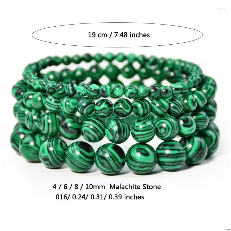 Strand Natural Green Malachite Stone Bracelet 4/6/8/10mm Handmade Round Beads Bracelets Couple Energy Yoga Men Women Jewelry