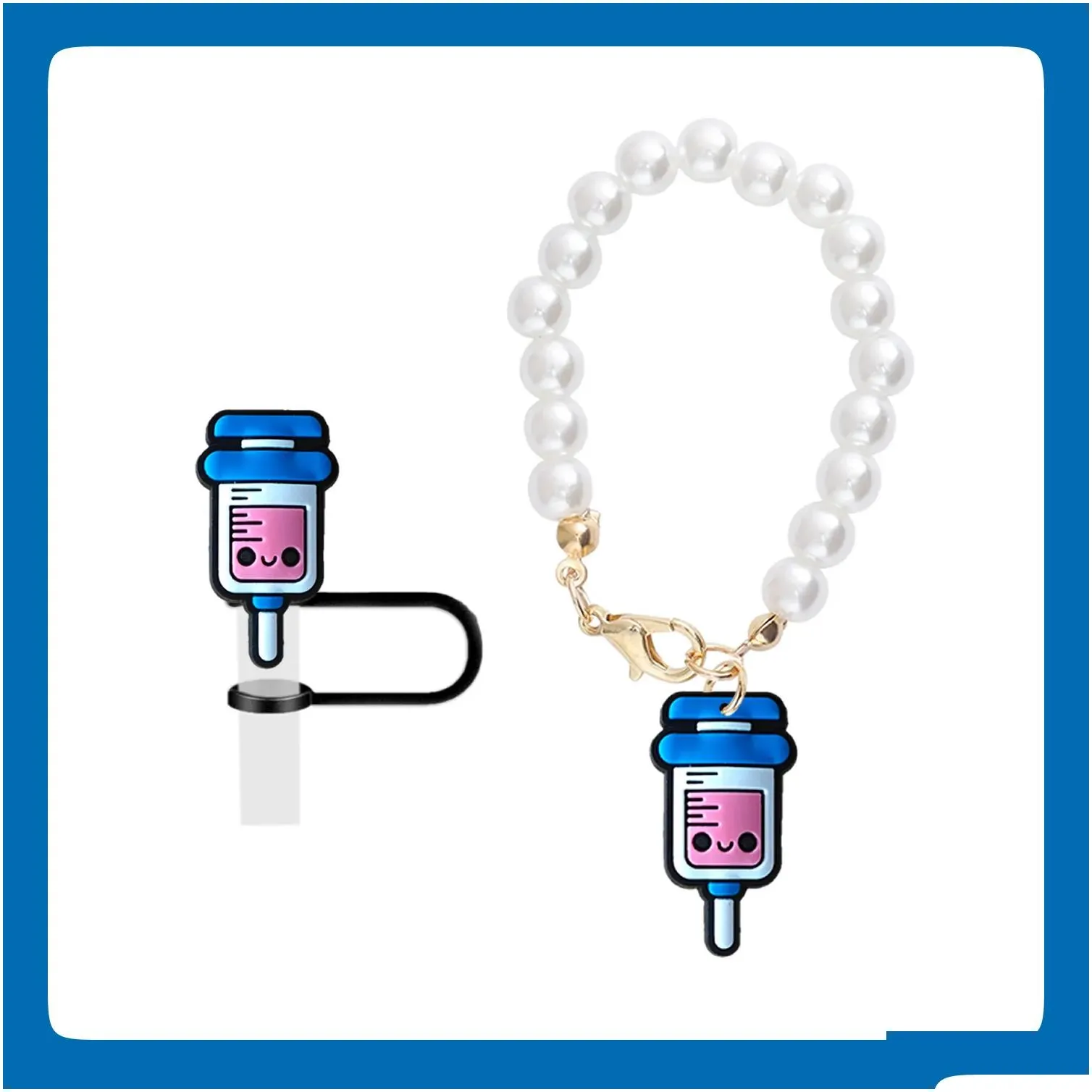 keychains lanyards 2pcs  charms st er - faux pearl nurse charm accessories for cup and simple modern tumbler with handle sile