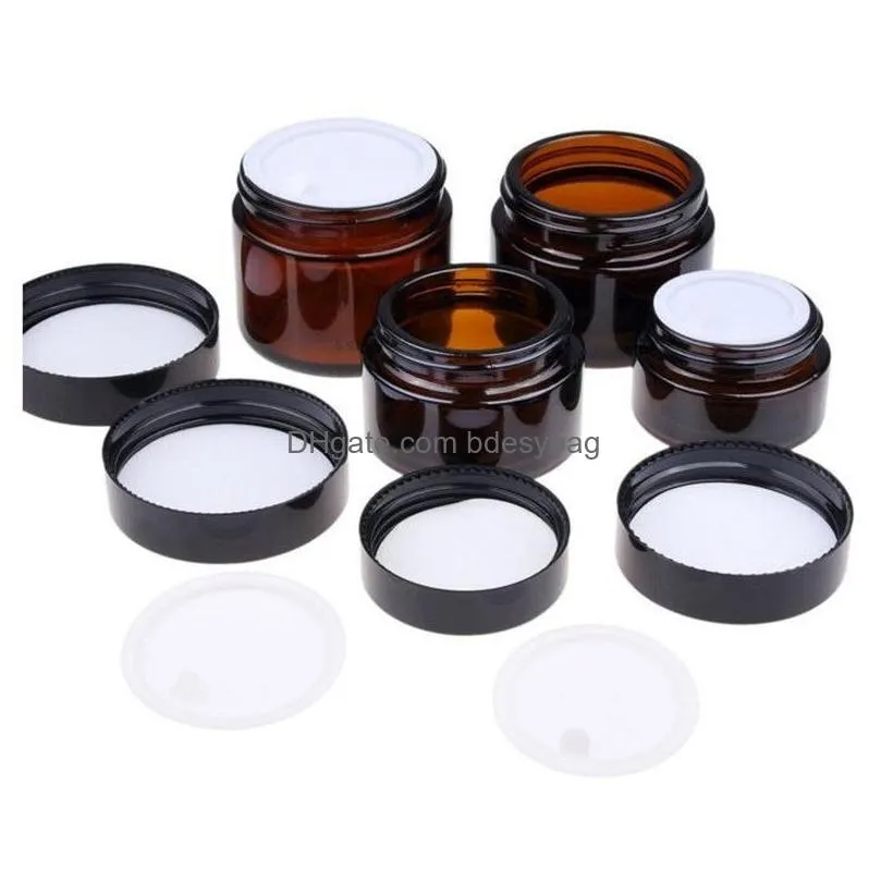 Packing Bottles Wholesale 5G 10G 15G 20G 30G 50G Amber Glass Jar Cosmetic Cream Bottle Refillable Sample Container With Inner Liners A Dhz48