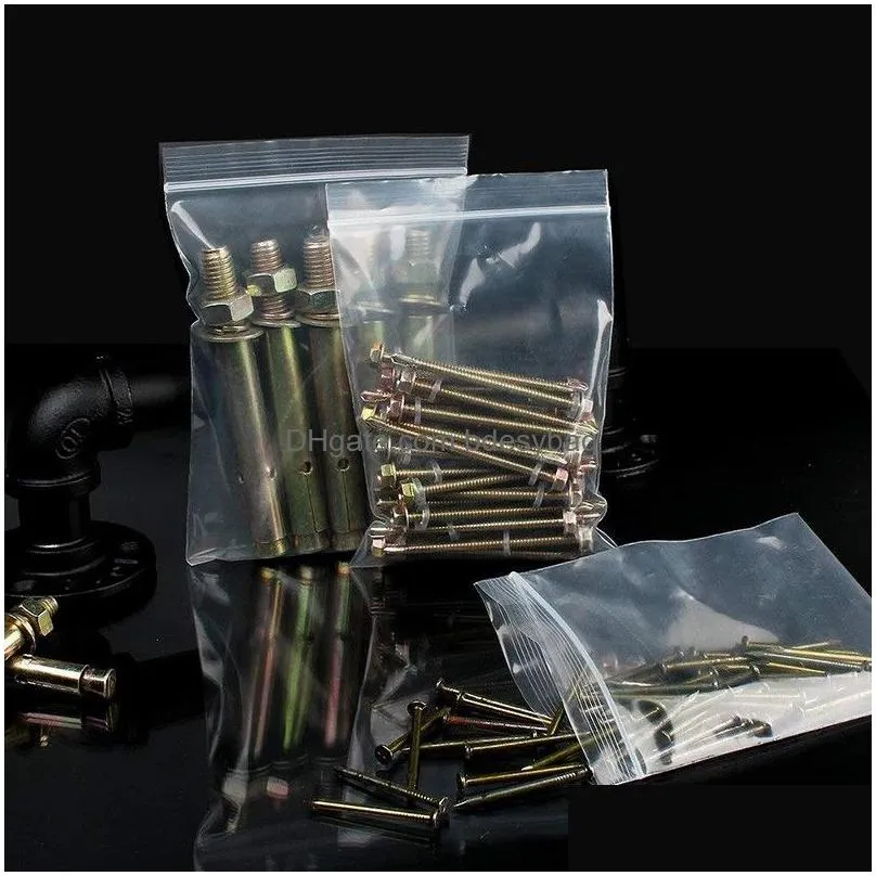Packing Bags Wholesale 100Pcs/Lot Thicker Jewelry Poly Bag Pe Zipper Reopenable Zip Grip Seal Coin/Nail Packaging Pouch Transparent Dr Dhoyn