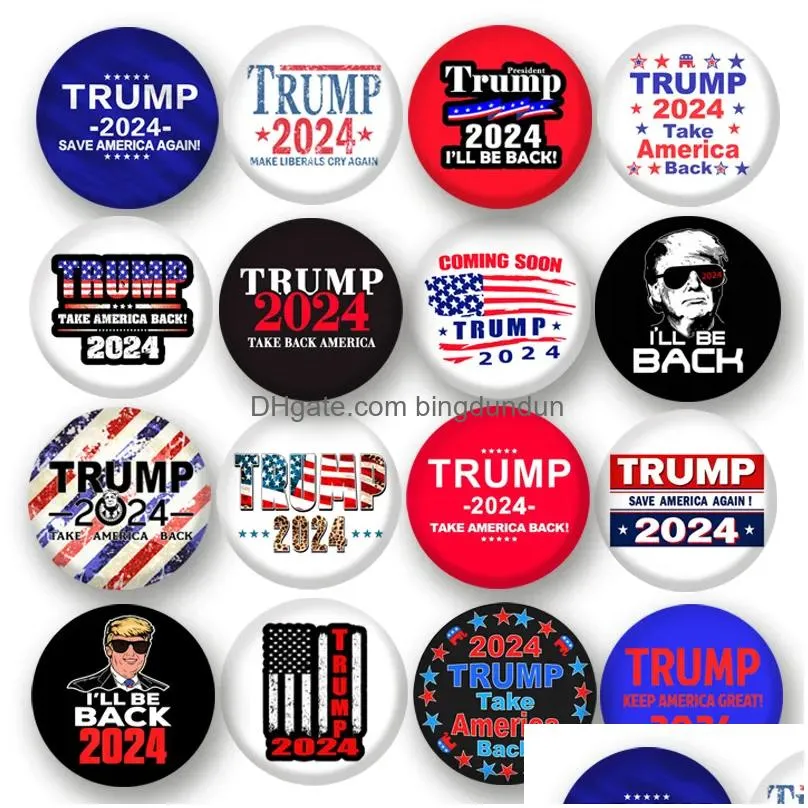 Trump 2024 Badge Brooches Pins Party Favor Election Supplies Keep America Great 1.73 inch