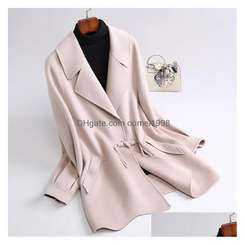 Women`S Wool & Blends Oc448M75 Chinoiserie Top Quality Womens Large Coat Autumn And Winter Double Faced Cashmere Medium Length Drop De Dh6Ql