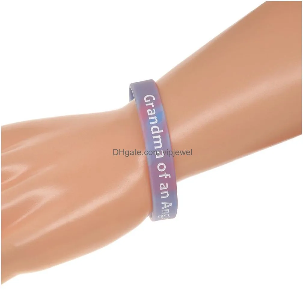 1pc grandma of an angel silicone rubber wristband mix colors fashion decoration gift a present for family