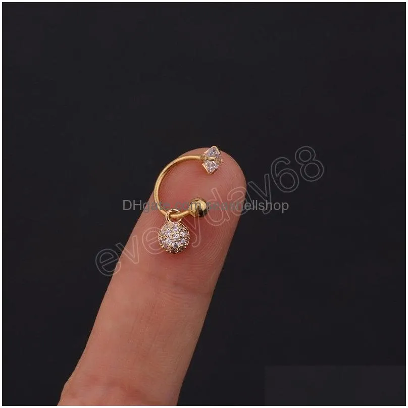Crystal Stud Earrings Tragus Cartilage Helix Stainless Steel Flower Star Cilp Earring for Women Ear Piercing Fashion Jewelry