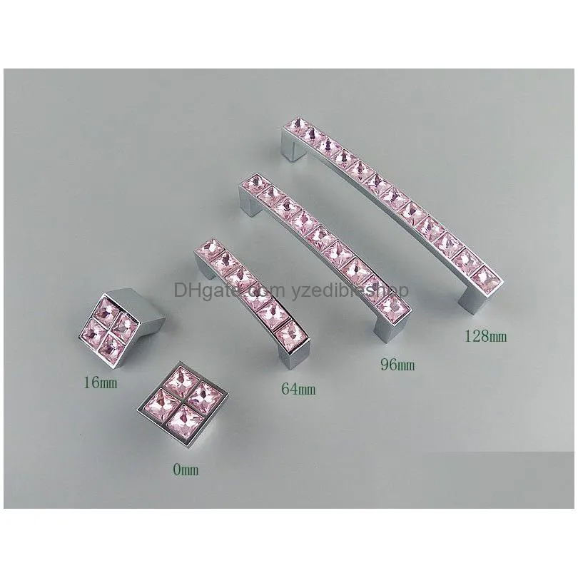 crystal glass series diamond pink furniture handles door knobs dresser drawer wardrobe kitchen cabinets cupboard door accesso7271500