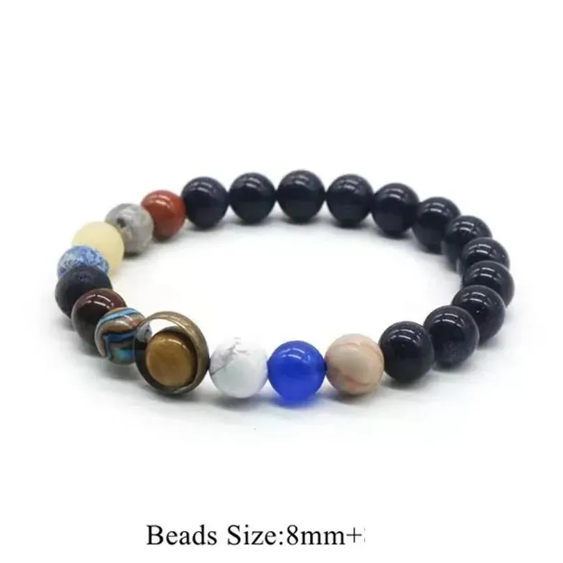 Strand Galaxy Solar System Bracelet Milky Way 6mm 8mm Stone Bead Bracelets Bright Starry Sky For Men&Women Charm DIY Jewelry Gift 2023