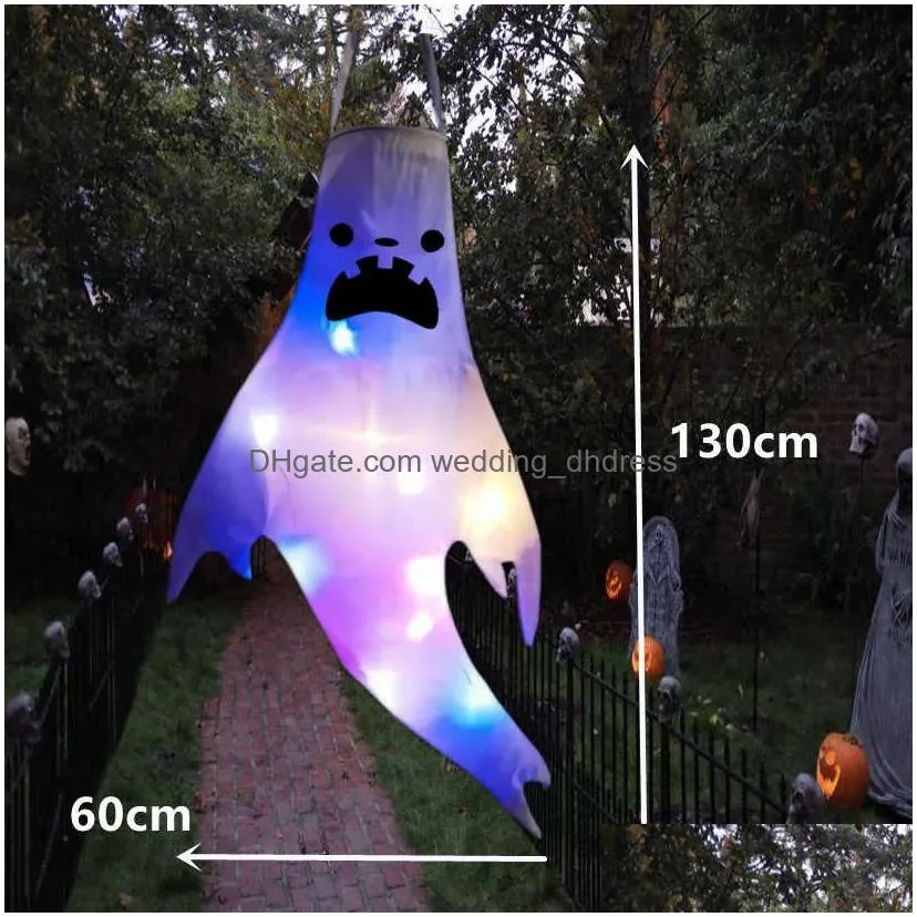  large led halloween outdoor light hanging ghost halloween party dress up glowing spooky lamp horror props home bar decoration