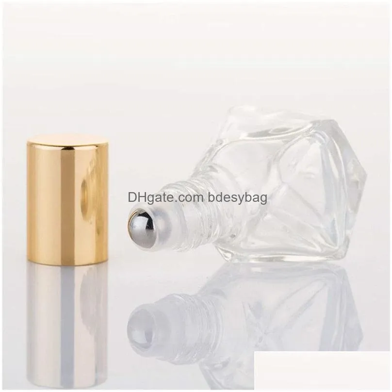 Packing Bottles Wholesale 8Ml Mini Portable Polygonal Clear Glass Roller Bottle Travel Essential Oil Roll On With Stainless Steel Ball Dhr07