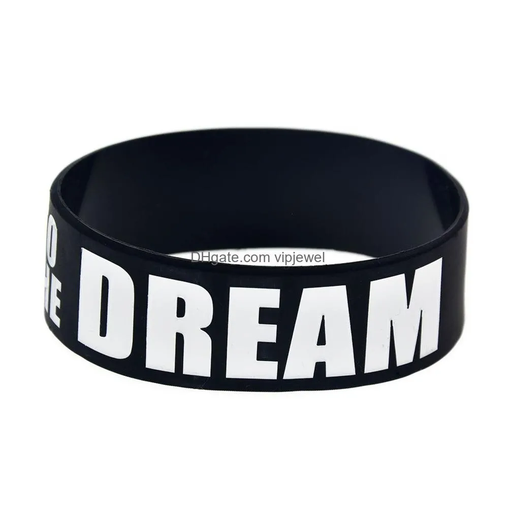 1pc road to the dream silicone wristband 1 inch wide flexible and strong fashion jewelry black