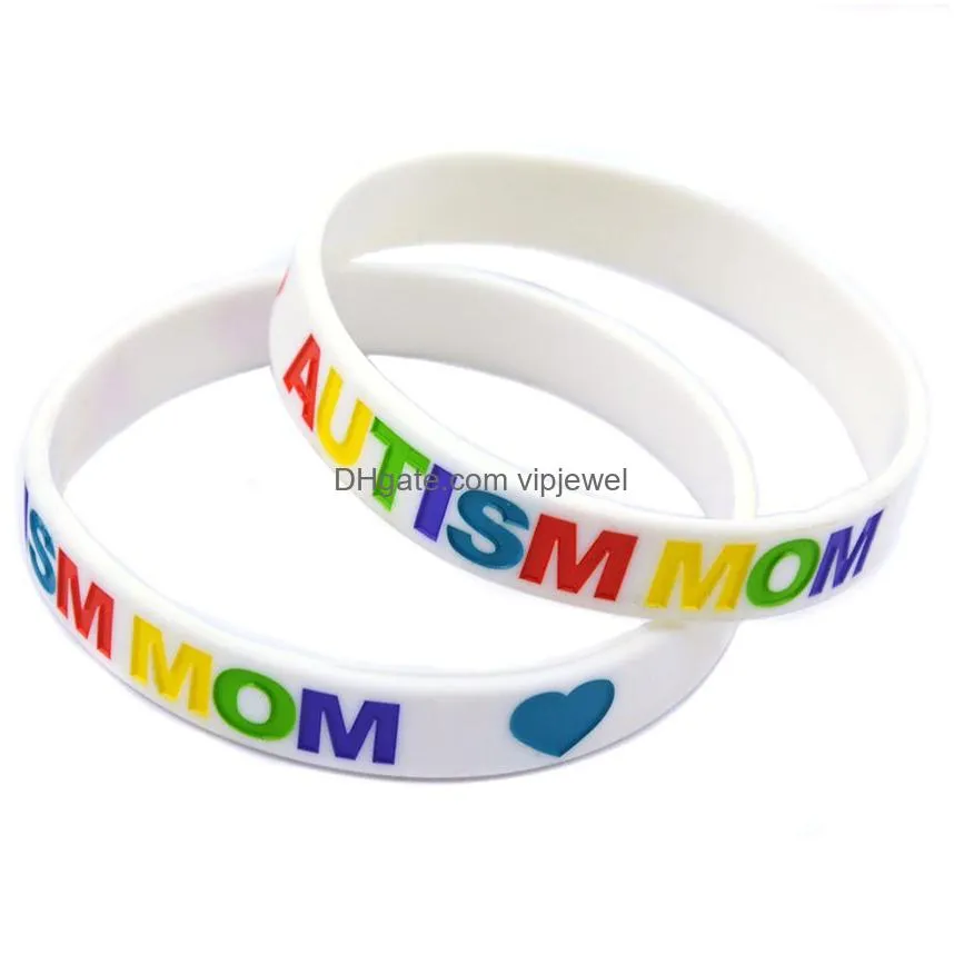 1pc love autism dad and mom silicone rubber wristband a way to show your support for them