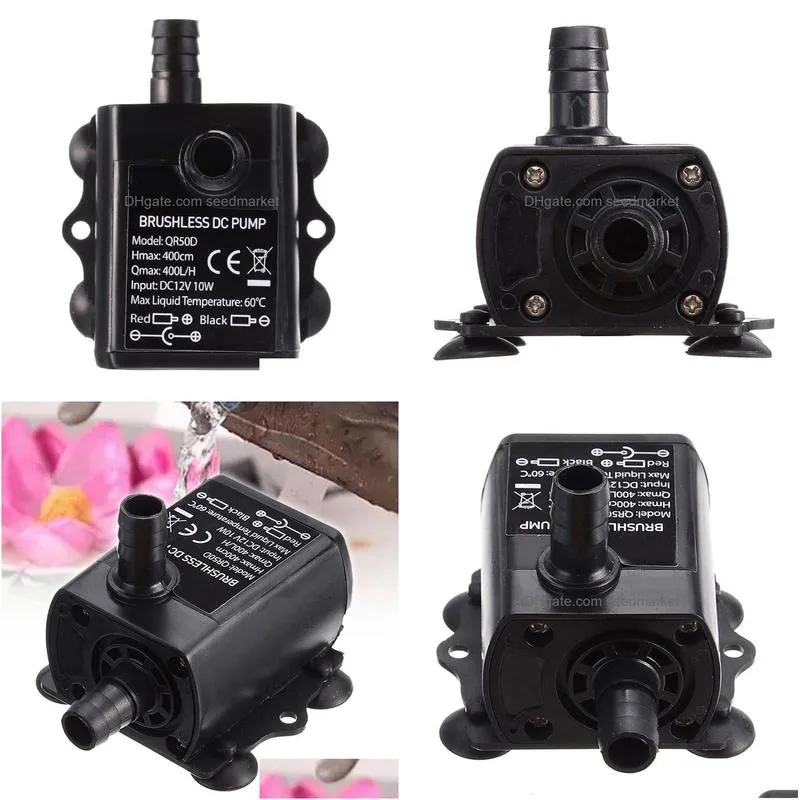 accessories ultra quiet submersible water pump dc 12v 10w micro fountain pump brushless pump filter waterproof aquarium 400l/h