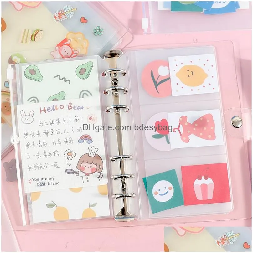 Packing Bags Wholesale A5 A6 A7 Binder Bag Pockets Plastic Zipper Folders Waterproof 6 Holes Loose Leaf For Documents Drop Delivery Of Dh2St