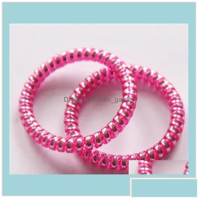 Hair Rubber Bands Ring Telephone Wire Cord Punk Coil Elastic Band Ties Rope Girls Headwear Accessories Scrunchies W6Xfx Gymsr Drop Del