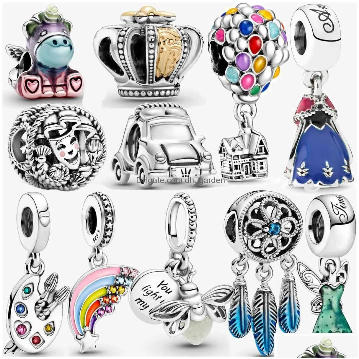 Charms 100 925 Sterling Sier Rainbow Charm Balloon Pendant Fit Original Bangle Bracelet Women Fine Jewelry Accessories Making Gift D