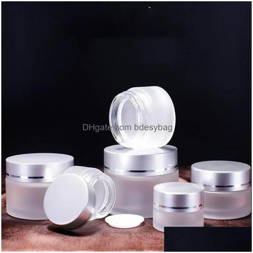 Packing Bottles Wholesale 5G 10G 15G 20G 30G 50G Frosted Glass Cosmetic Jar Empty Face Cream Storage Container Refillable Sample Bottl Dhzg4