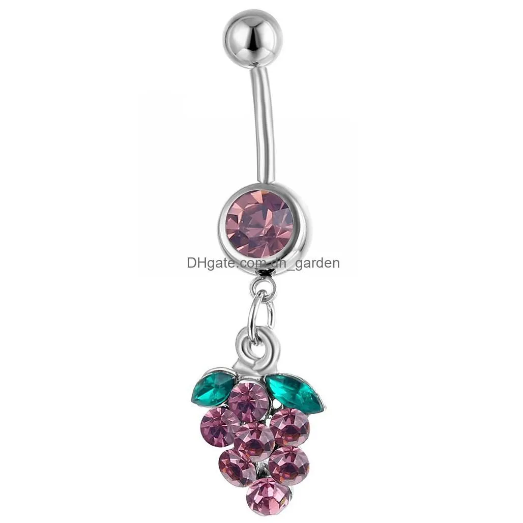 Navel Bell Button Rings D0110 Grape Belly Ring Mix Colors Drop Delivery Jewelry Body Dhgarden Dhd12