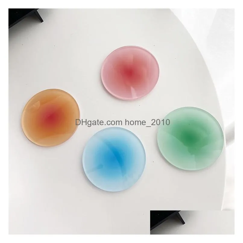 gradient acrylic coasters ins anti-slip round cup pad dining table placemat cafe desktop decor ornaments kitchen bowl mats yfa1923