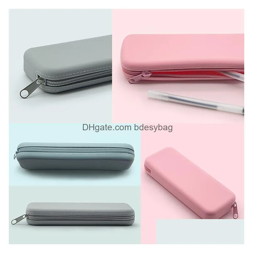 Pencil Bags Wholesale Sile Zipper Pouch Mini Pen Storage Bag Cosmetic Supplies For Personal Items School Kid Teen Student Drop Deliver Dhnhd