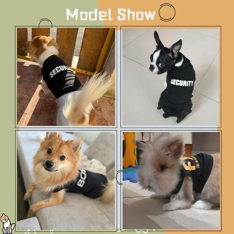 Puppy Clothes for Small Dog Boy Summer Shirt for Chihuahua Male Pet Outfits Cat Clothing Black Security Vest6481849