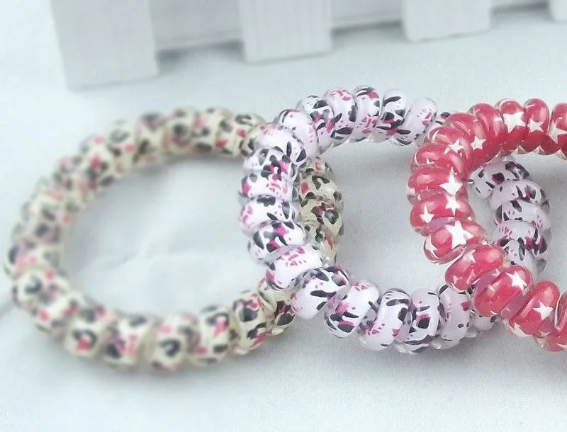 Mix Color Leopard Big Size Hair Rings Telephone Wire Elastics Bobbles Hair Tie Bands Kids Adult Hair Accessories Can Used As Bracelets