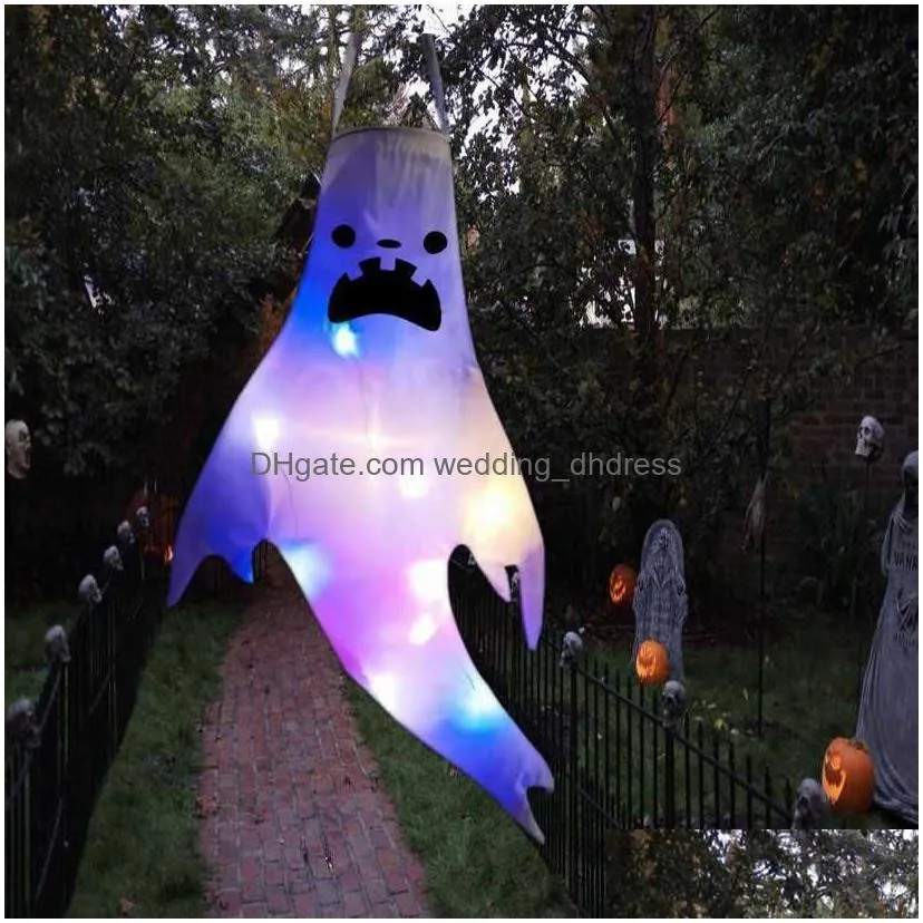  large led halloween outdoor light hanging ghost halloween party dress up glowing spooky lamp horror props home bar decoration