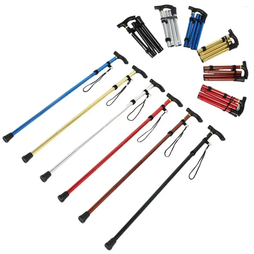 Trekking Poles Walking Collapsible Height Adjustment Ultralight Metal Stick For Hiking Mountaining Old Man Assistance