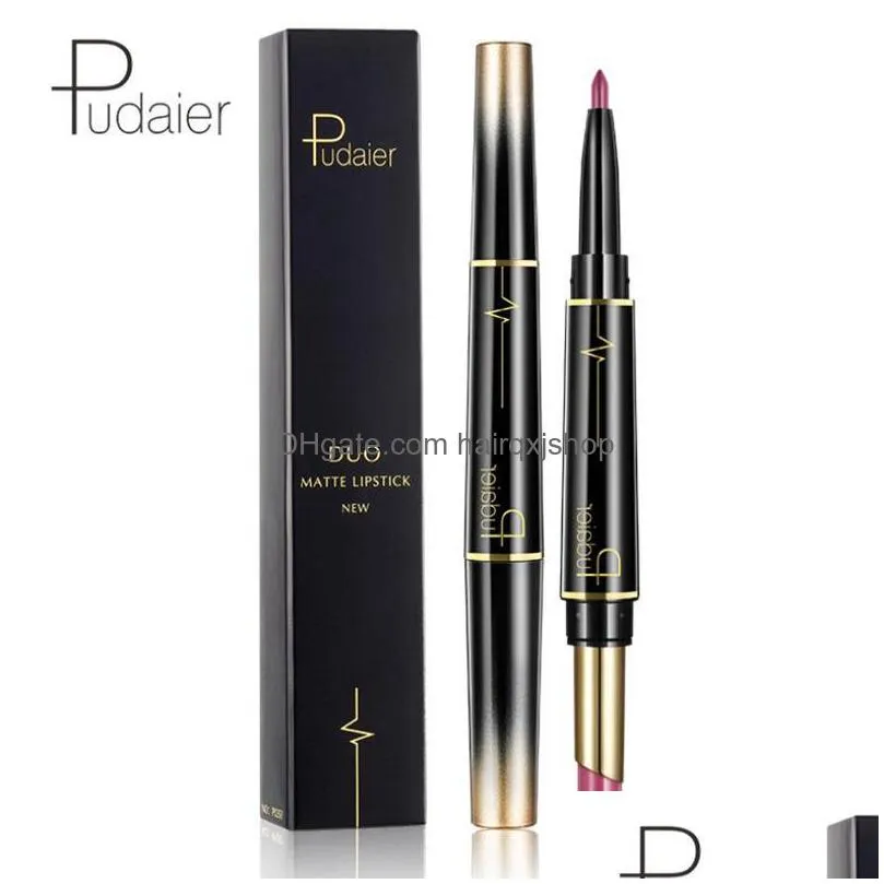 Lip Pencils Pudaier Brand Matte Lipstick Color Cosmetics Wateproof Long Lasting Nude Red Lips Liner Pencil Drop Delivery Health Beauty Dh8Jt