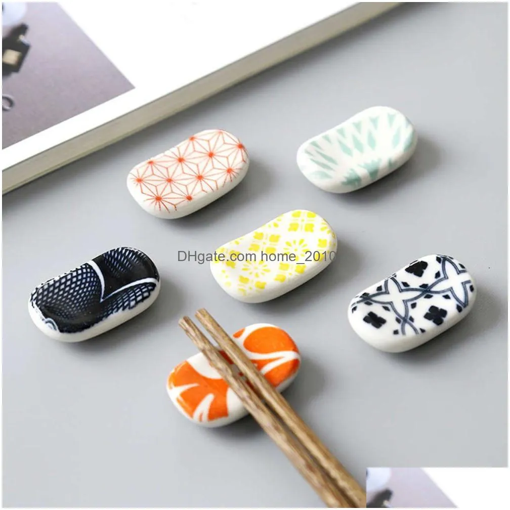 japanese rectangle ceramic chopstick rest colorful pillow chopsticks holder cute flatware stand tly028