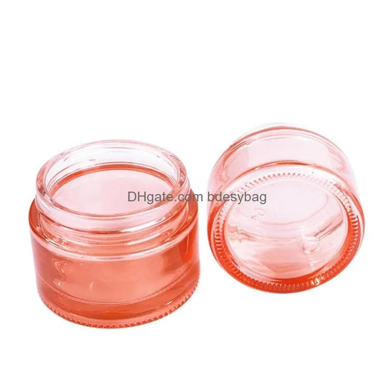 Cosmetic Jar Wholesale Pink Glass Cream With Rose Gold Lid 5G 10G 15G 20G 30G 50G 60G 100G Makeup Travel Sample Container Bottles Drop Dhues