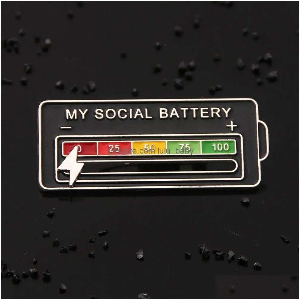 interactive mood pins social battery pin my social battery creative lapel pin fun enamel emotional pin7 days a week