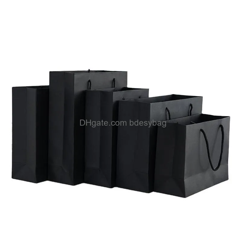 Packing Bags Wholesale Portable Paper Gift With Handle Black Brown Pink White Shop Bag Retail Packaging Drop Delivery Office School Bu Dhmfh