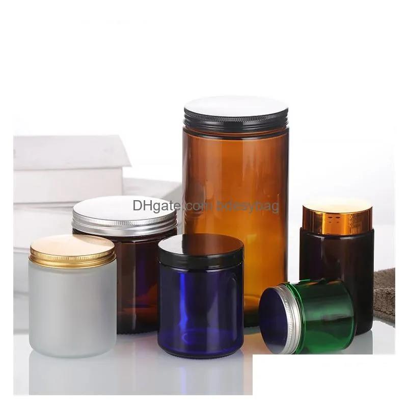 Packing Jar Wholesale 4Oz 5Oz 8Oz Amber Glass Candle Jars Scented Making Round Containers With Lid Drop Delivery Office School Busines Dh0Cn