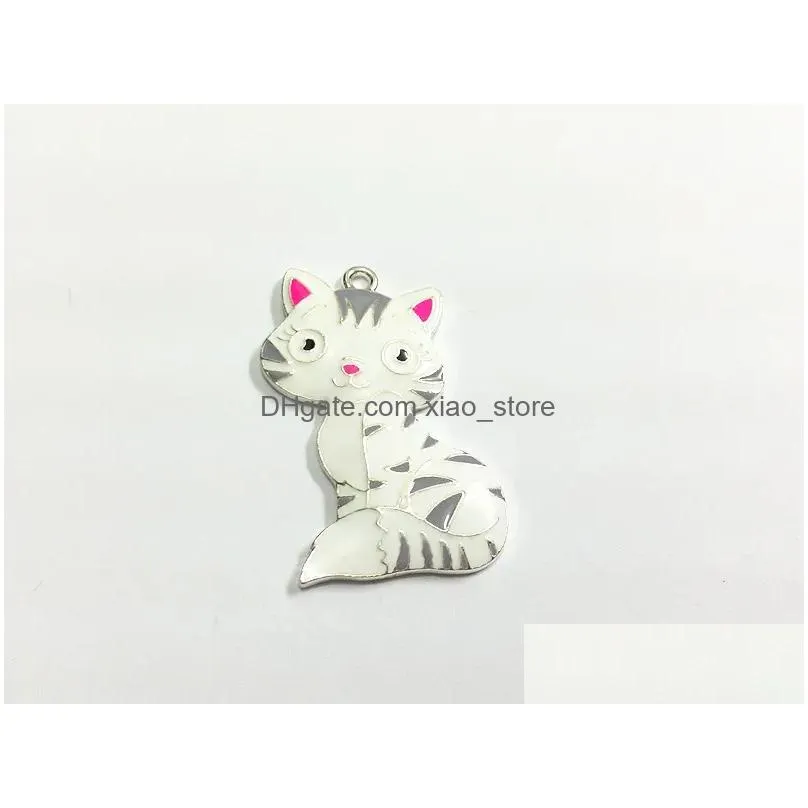 pendants est 44mmx34mm 10pcs/lot all enamel cat pendants choose plated color first