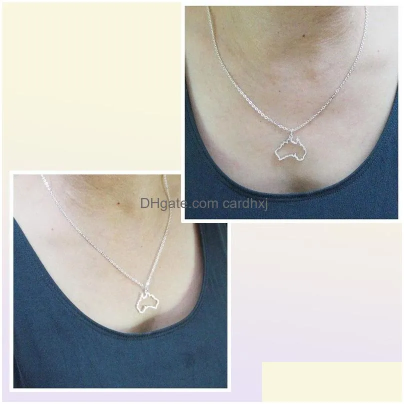 Pendant Necklaces 5Pcs Outline Lia Map Necklace - Sydney Melbourne Perth Brisbane Tasmania Geek City Geographic Jewelry9506834 Drop De Dhjyx