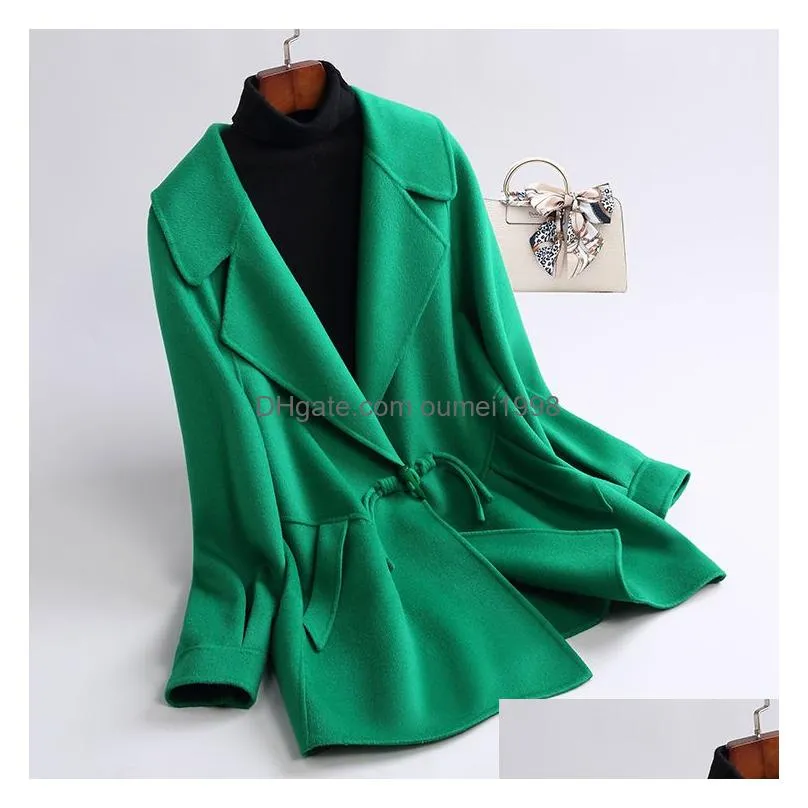 Women`S Wool & Blends Oc448M75 Chinoiserie Top Quality Womens Large Coat Autumn And Winter Double Faced Cashmere Medium Length Drop De Dh6Ql